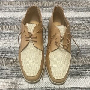 Etienne Aigner Vintage Ankle Boots Tan Leather Risa Oxford Linen